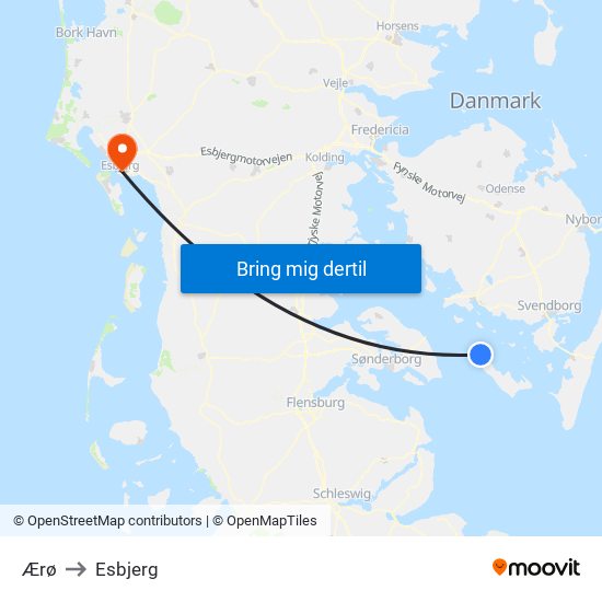 Ærø to Esbjerg map
