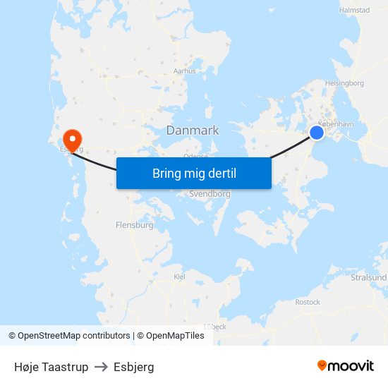 Høje Taastrup to Esbjerg map