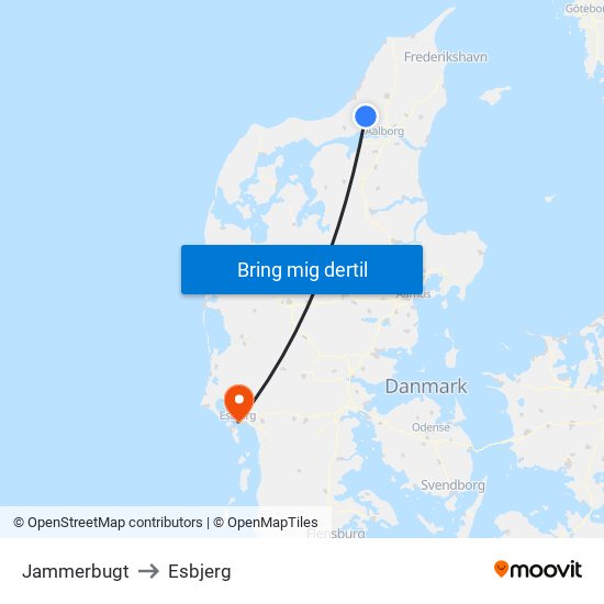 Jammerbugt to Esbjerg map
