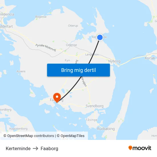 Kerteminde to Faaborg map
