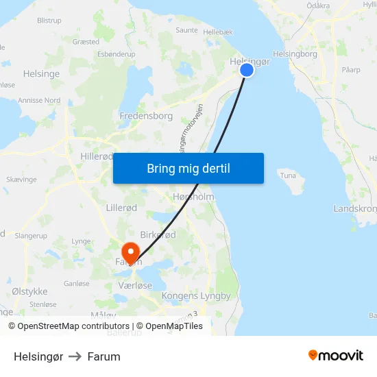 Helsingør to Farum map