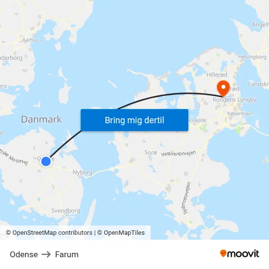 Odense to Farum map