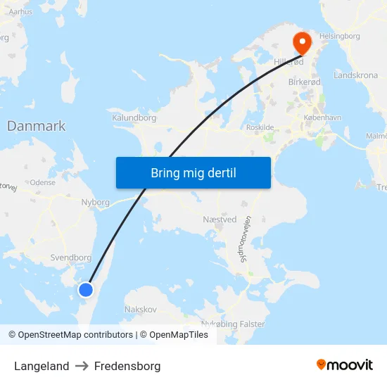 Langeland to Fredensborg map