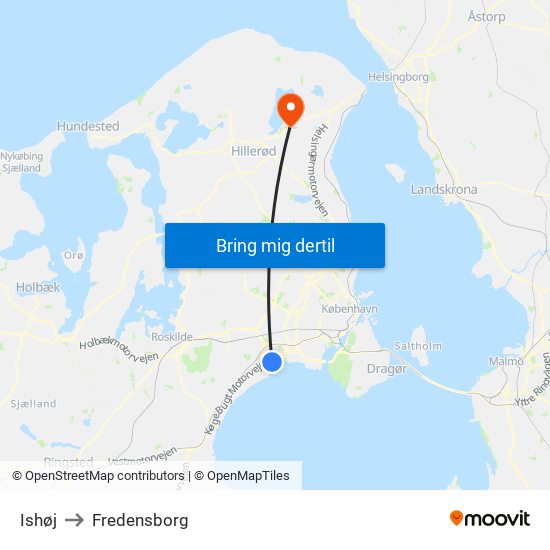 Ishøj to Fredensborg map