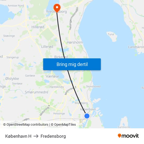 København H to Fredensborg map