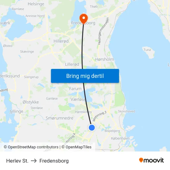 Herlev St. to Fredensborg map