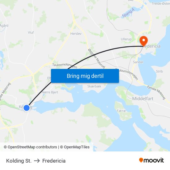 Kolding St. to Fredericia map