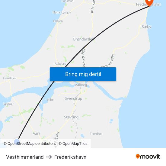 Vesthimmerland to Frederikshavn map