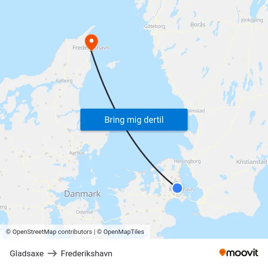 Gladsaxe to Frederikshavn map