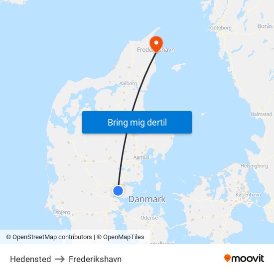 Hedensted to Frederikshavn map