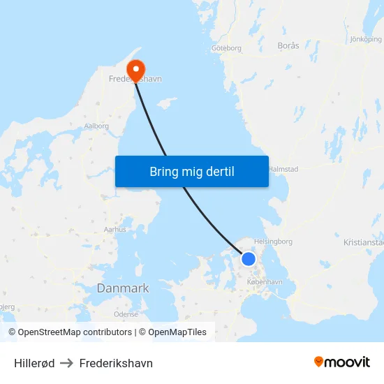 Hillerød to Frederikshavn map
