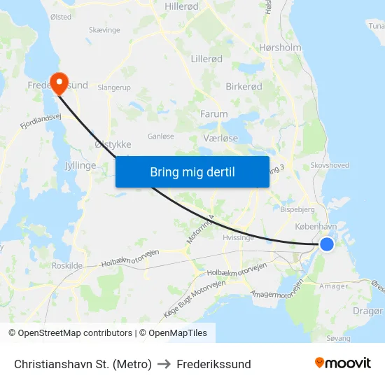 Christianshavn St. (Metro) to Frederikssund map