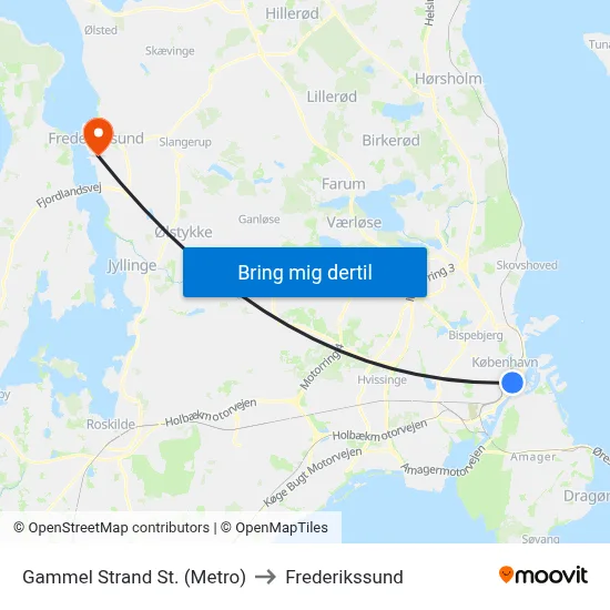 Gammel Strand St. (Metro) to Frederikssund map