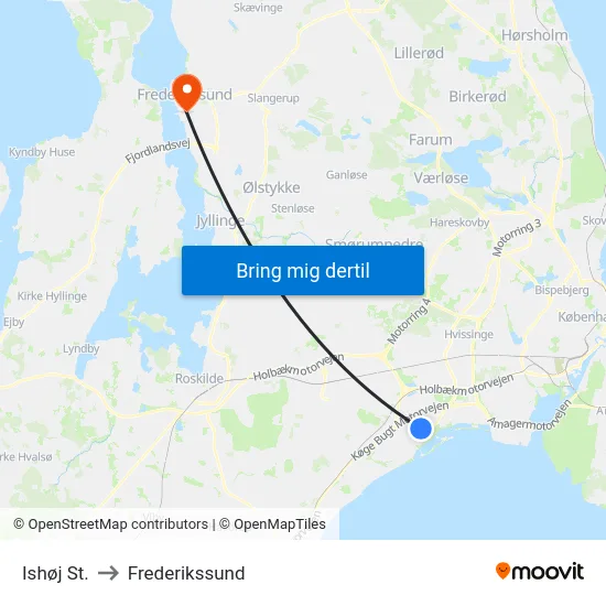 Ishøj St. to Frederikssund map