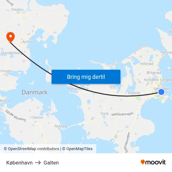 København to Galten map