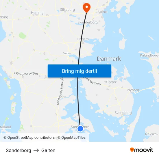 Sønderborg to Galten map