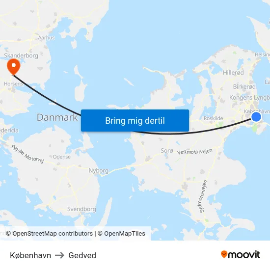 København to Gedved map