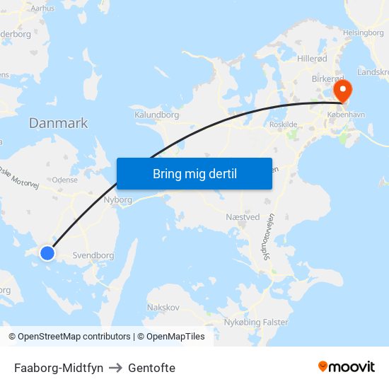 Faaborg-Midtfyn to Gentofte map