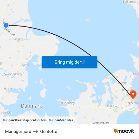 Mariagerfjord to Gentofte map