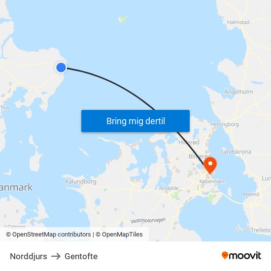 Norddjurs to Gentofte map