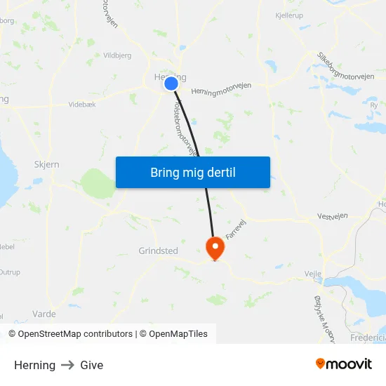 Herning to Give map