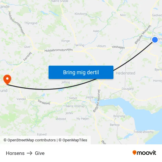 Horsens to Give map