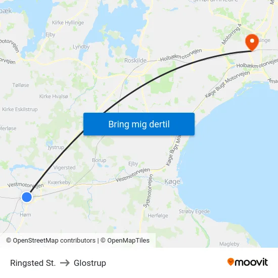 Ringsted St. to Glostrup map