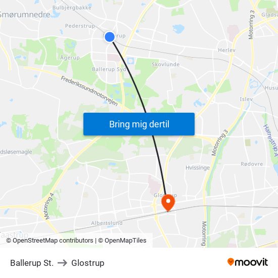 Ballerup St. to Glostrup map