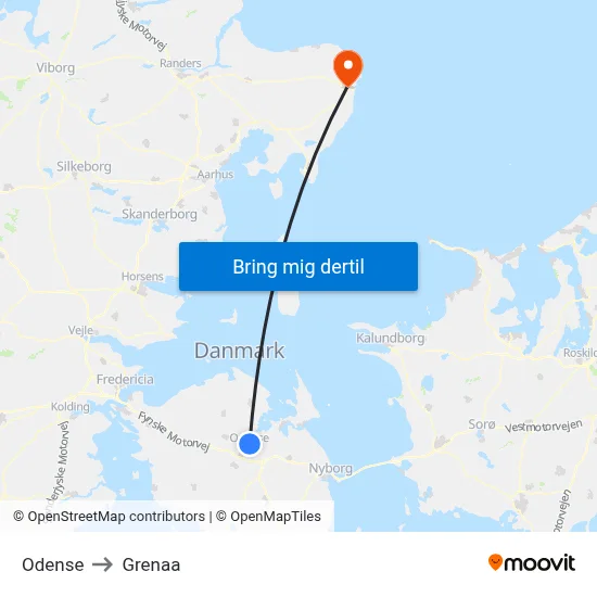 Odense to Grenaa map