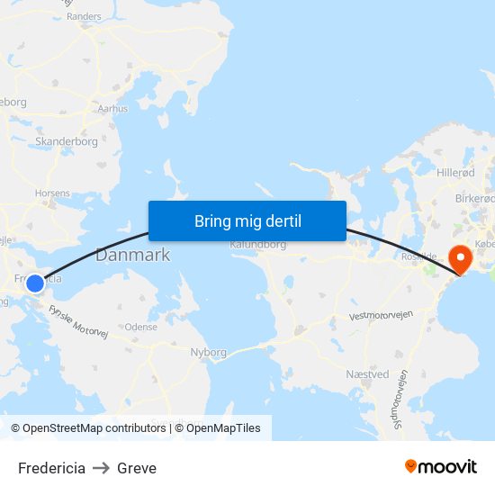 Fredericia to Greve map