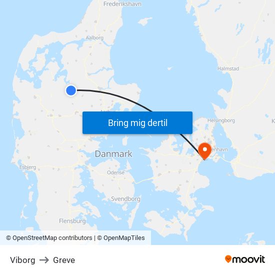 Viborg to Greve map