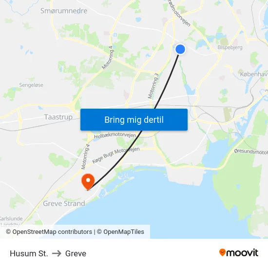 Husum St. to Greve map