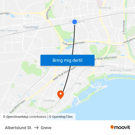 Albertslund St. to Greve map