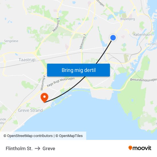 Flintholm St. to Greve map