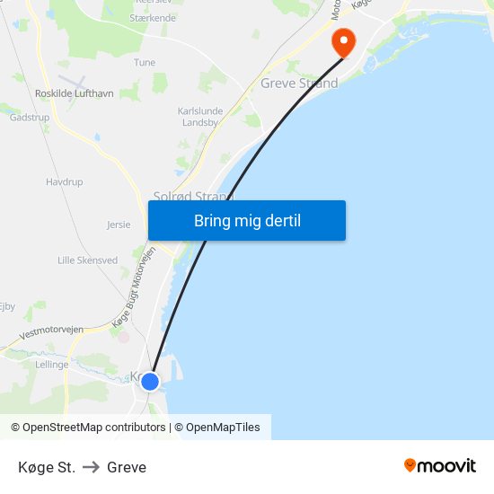 Køge St. to Greve map