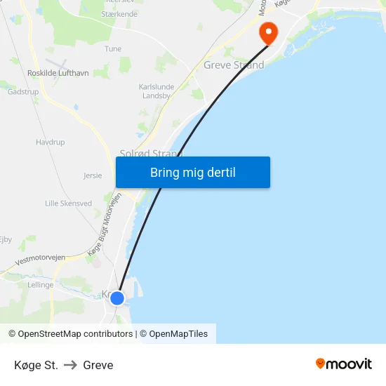 Køge St. to Greve map