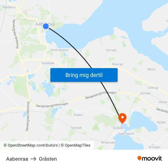 Aabenraa to Gråsten map