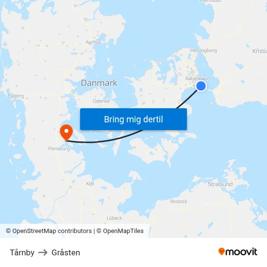 Tårnby to Gråsten map