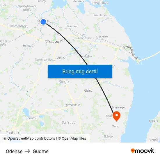 Odense to Gudme map