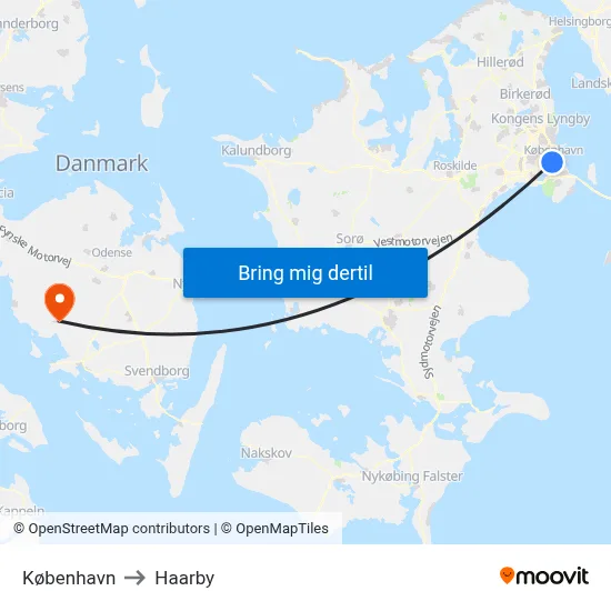 København to Haarby map