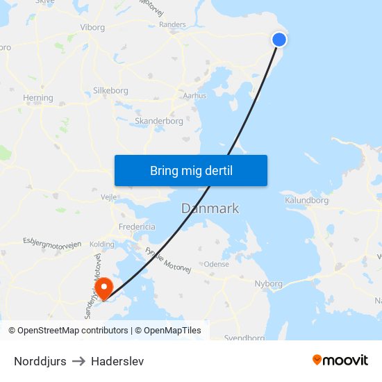 Norddjurs to Haderslev map