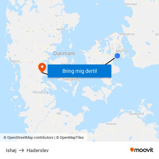 Ishøj to Haderslev map