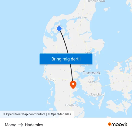 Morsø to Haderslev map