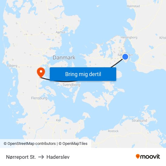 Nørreport St. to Haderslev map