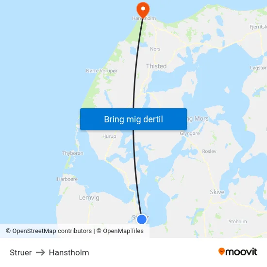 Struer to Hanstholm map