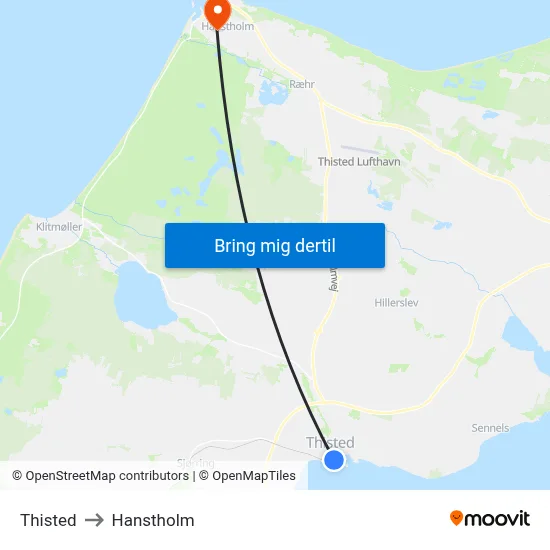 Thisted to Hanstholm map