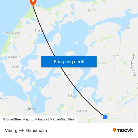 Viborg to Hanstholm map