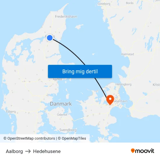Aalborg to Hedehusene map