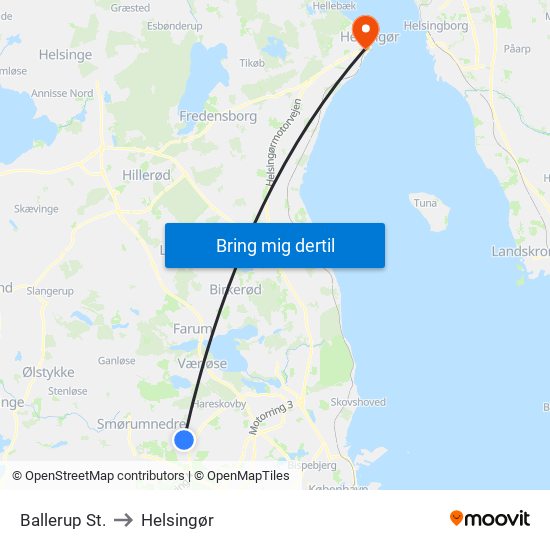 Ballerup St. to Helsingør map