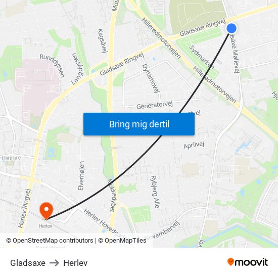 Gladsaxe to Herlev map